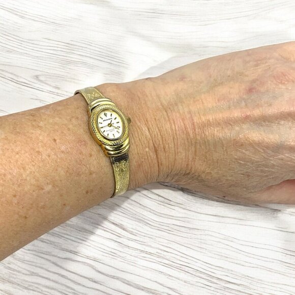 Milan Womens Gold-Tone Quartz Watch With Genuine Diamond Accent & Textured Metal - Picture 10 of 10